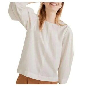 Madewell Cotton Crepe Puff-Sleeve Blouse Top Size Small Cream